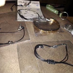 Gold Color Bangle Bracelet with Bonus 4 Rope Bracelets, 1 Ring and key chain